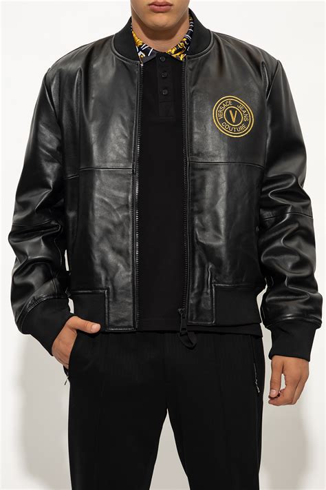 versace jeans couture leather coat